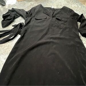 Black silky shirt dress